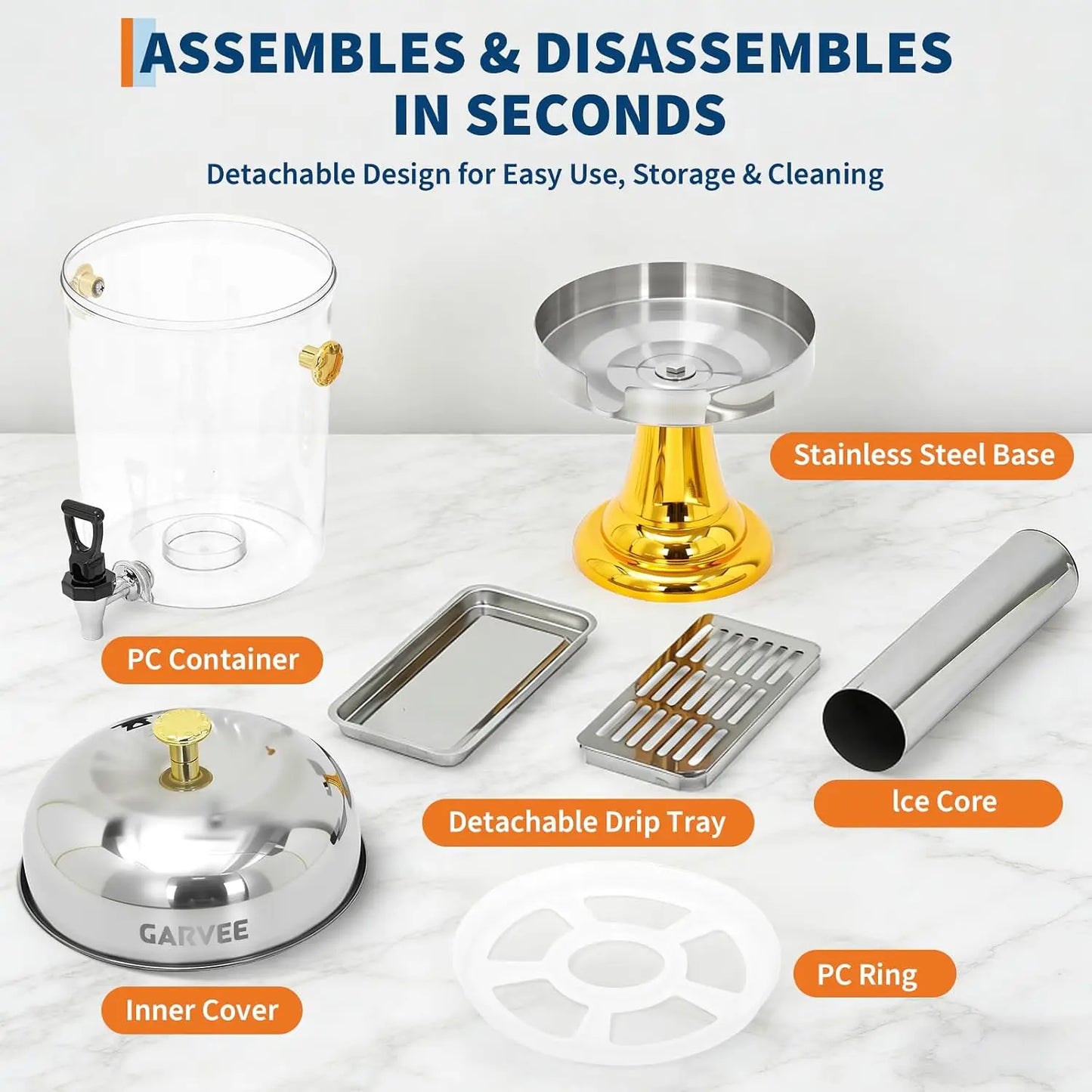 Tacleekii Commercial Stainless Steel Beverage Dispenser With Stand
