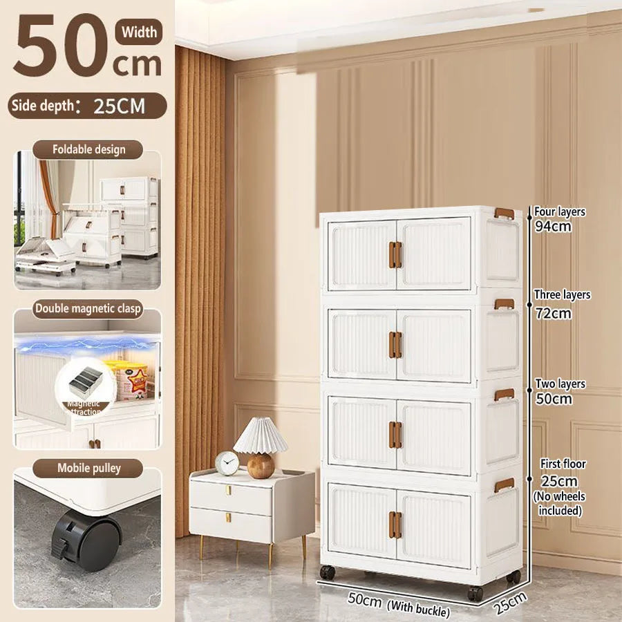 Foldable Plastic Storage Cabinet for Babies Multi-Layered Home Use Organizer Child's Closet for Clothes No-Install Easy Assembly