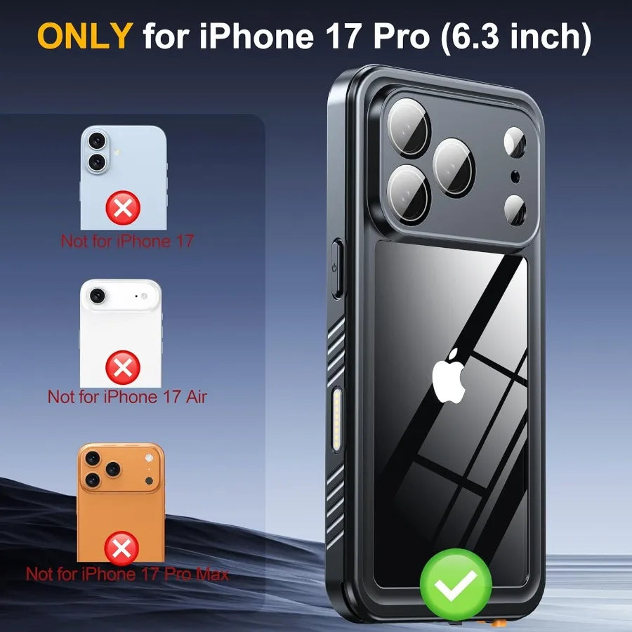 High-concerned IP68 Waterproof iPhone 17 Pro Case with Screen Protector