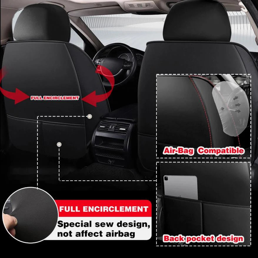 The Complete Set Of Car Interior Accessories For Car Seat Covers Is Suitable For Dodge Leather Car Seat Cover Protectors, 5-Seat Complete Front And Rear Cushions