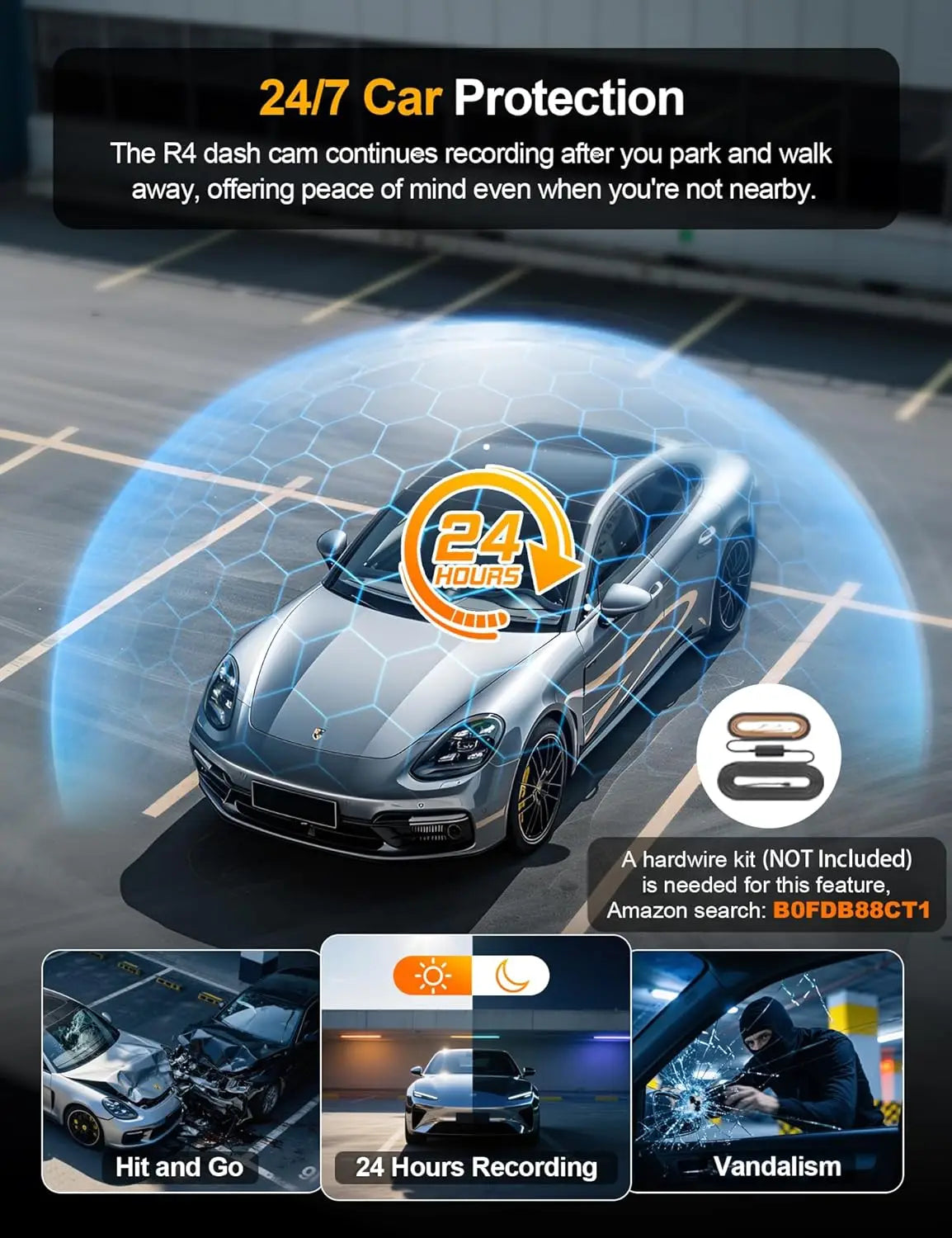 4K 360 Dash Cam Front Rear Interior Left Right GPS