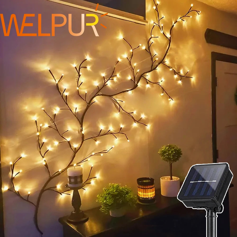 WELPUR Outdoor Solar String Lights 96LED Tree Branch Garland