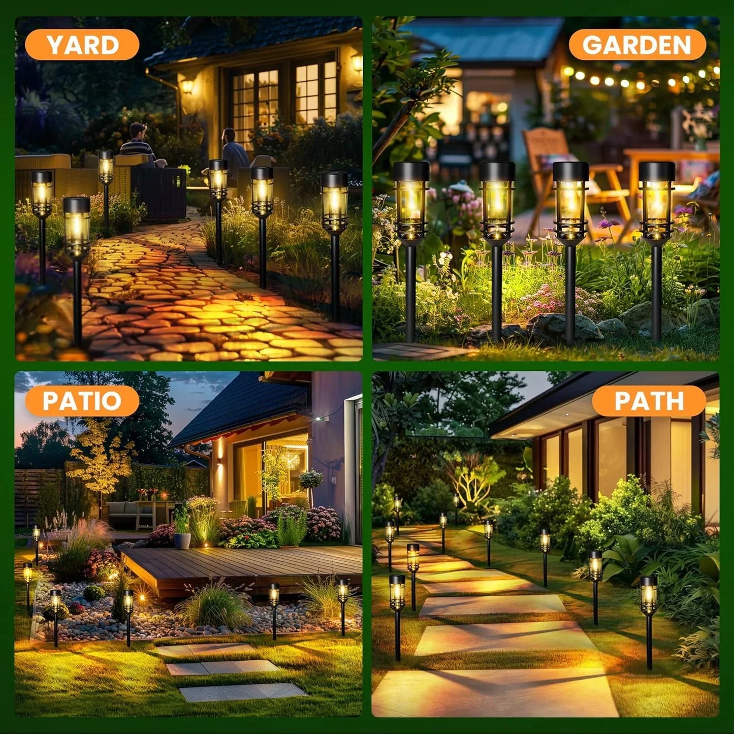 4 Sets Outdoor Solar Street Lights Waterproof Landscape Path Yard Sidewalk Warm White LED Bulbs Included