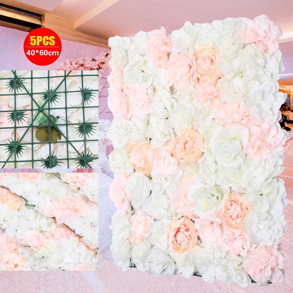 Artificial Silk Rose Flower Wall Backdrop Panel For Wedding