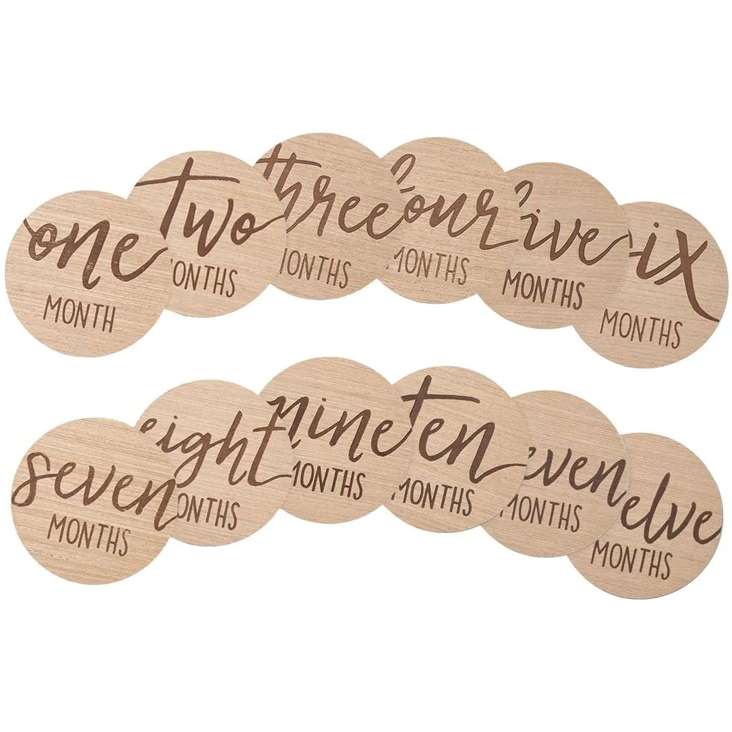 Wooden Baby Milestone Discs Set - Reversible Photo Props for Monthly Growth Tracking, Gender-Neutral Newborn Gift