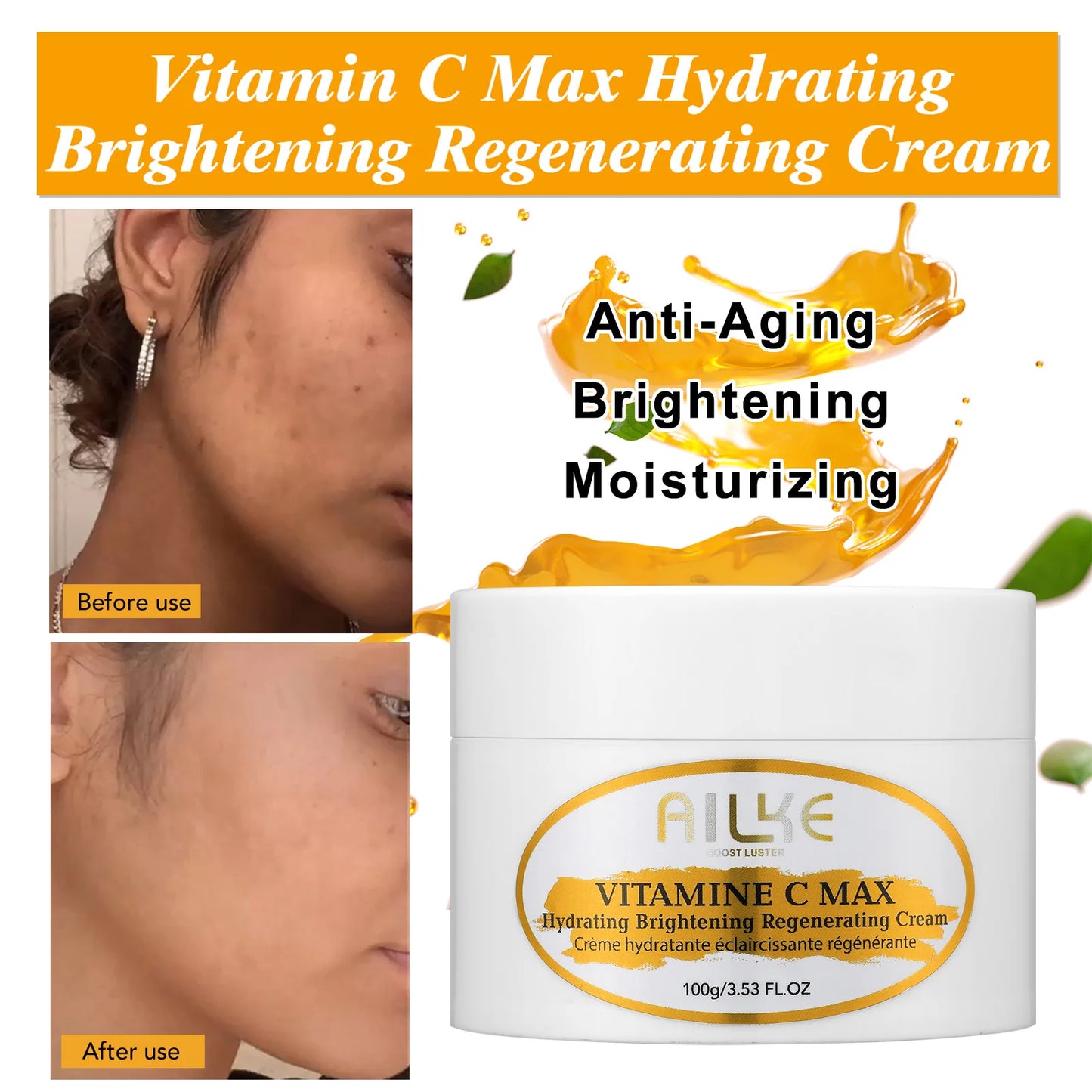 AILKE Lightening Body Cream With Vitamin C Hyaluronic Acid
