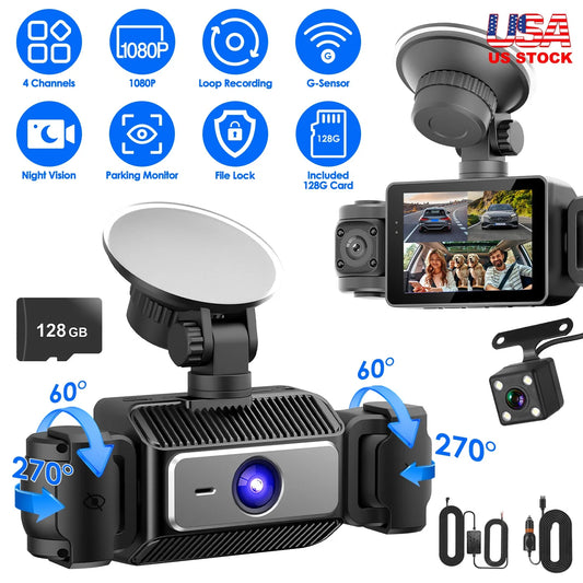 Four Channel 360 Dash Cam 1080P 720P 480P Night Vision