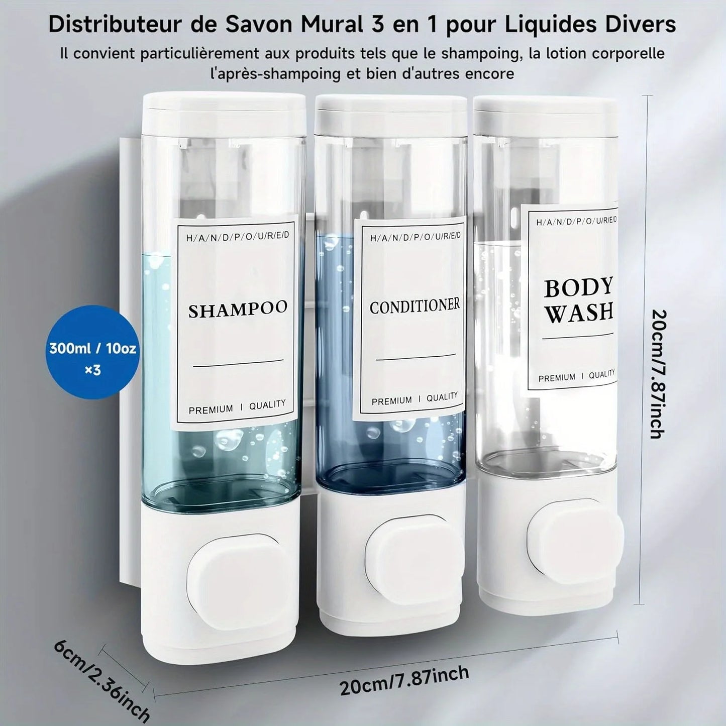 Wall Mounted 3 In 1 Shampoo And Conditioner Dispenser