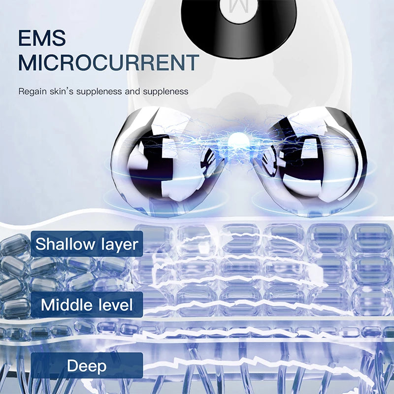 Portable Electric V-Face Lift Roller Massager EMS Microcurrent Sonic Vibration Facial Lifting Skin Tighten Massage Beauty Device