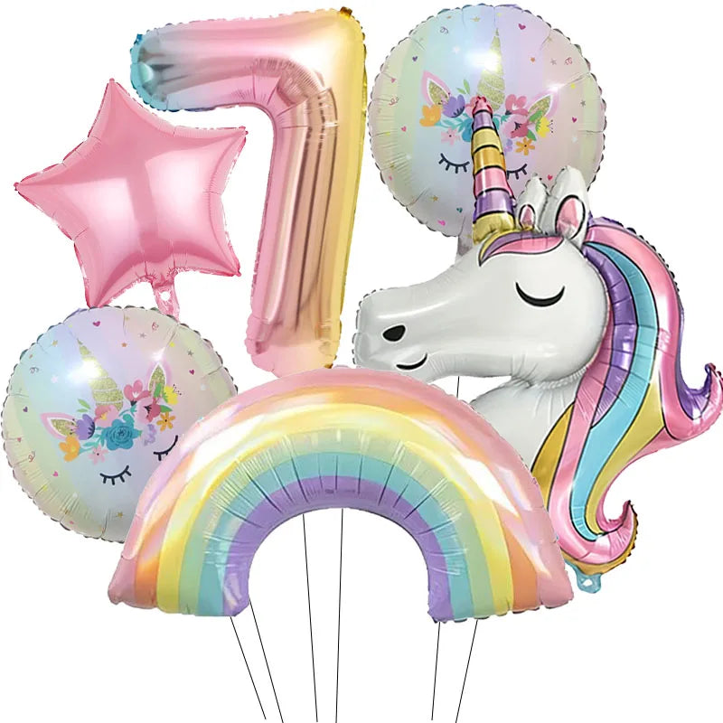 Unicorn Foil Number Balloon Birthday Party Decoration