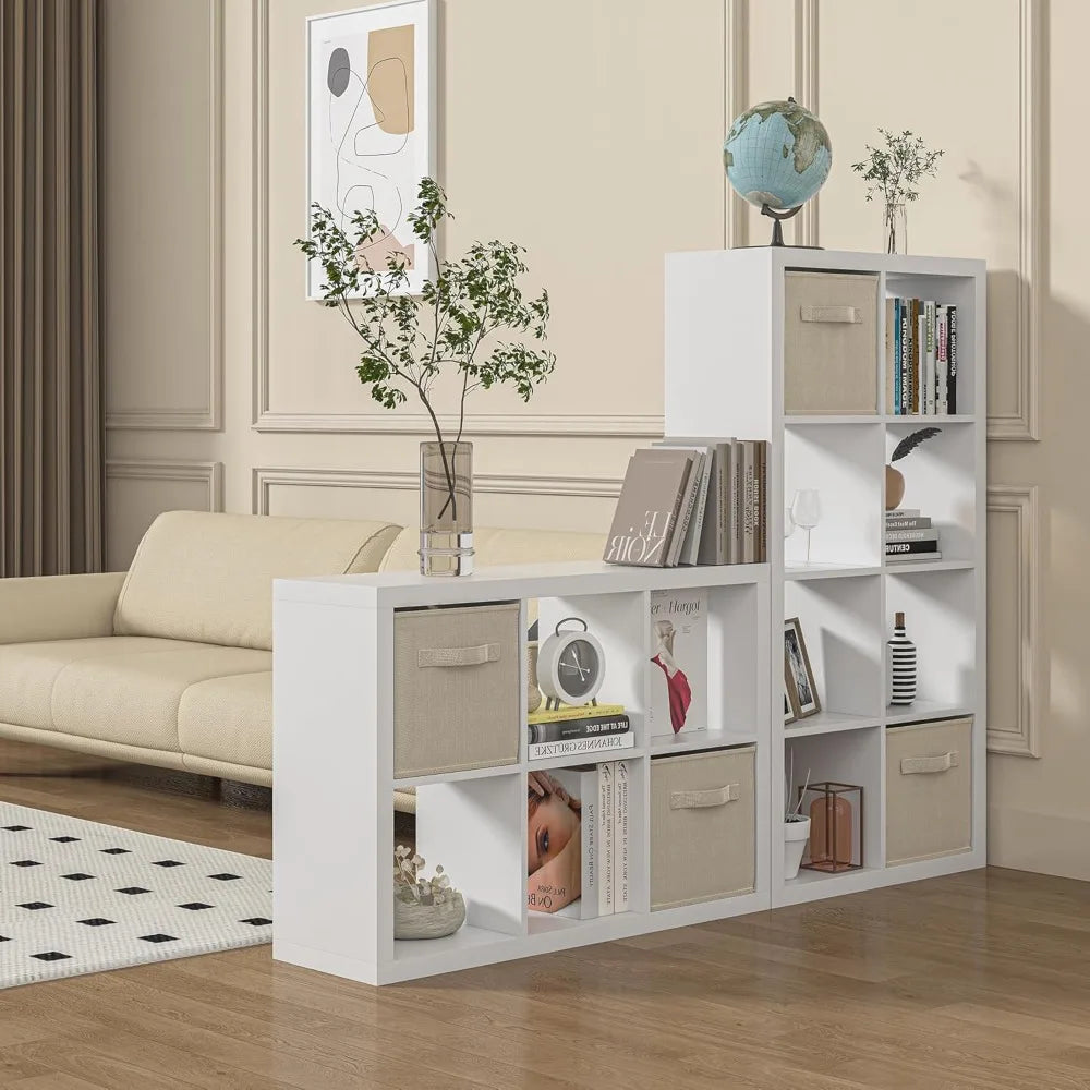High Concerned Bookshelf With Storage Bin 4 Cube Organizer