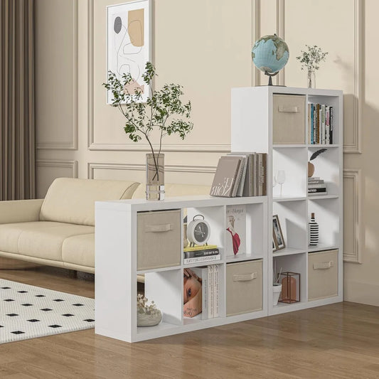 High Concerned Bookshelf With Storage Bin 4 Cube Organizer