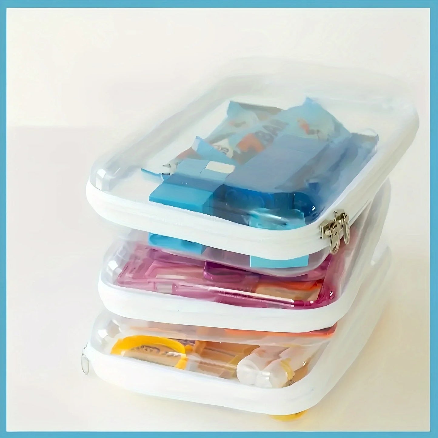 NONECN 3 Pack Zippered Transparent Organizer Bags Travel Case
