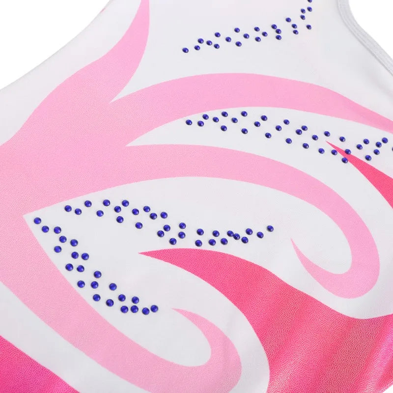 Girls Gymnastics Embroidered Breathable Leotards Glitter Details with Tights Ballet Shorts Set for Dance