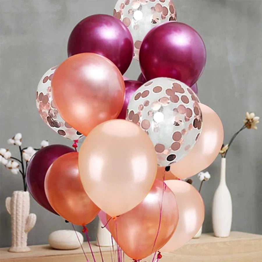 62 Piece Burgundy Rose Gold Confetti Latex Balloons Kit With 12 Inch Balloons For Women Baby Shower Wedding Party