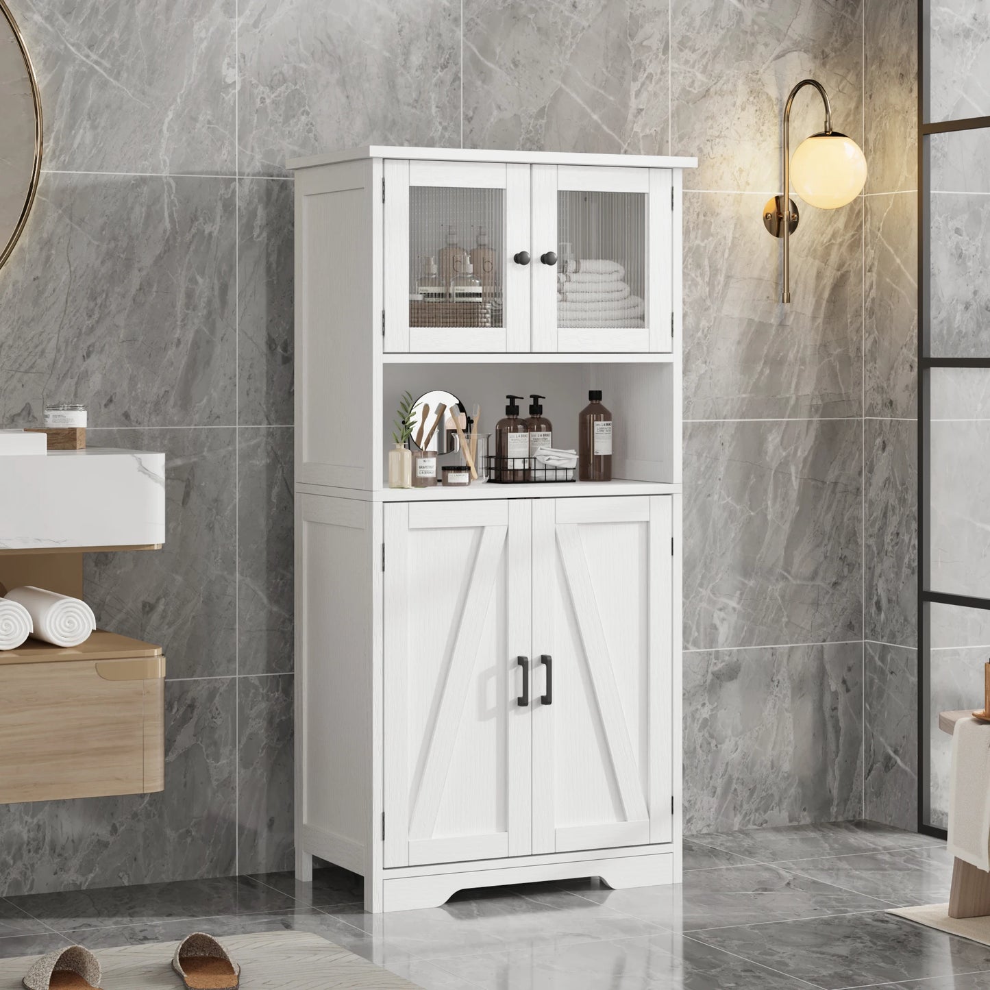 HobbyLane Free Standing Kitchen Pantry Cupboard with Four Doors