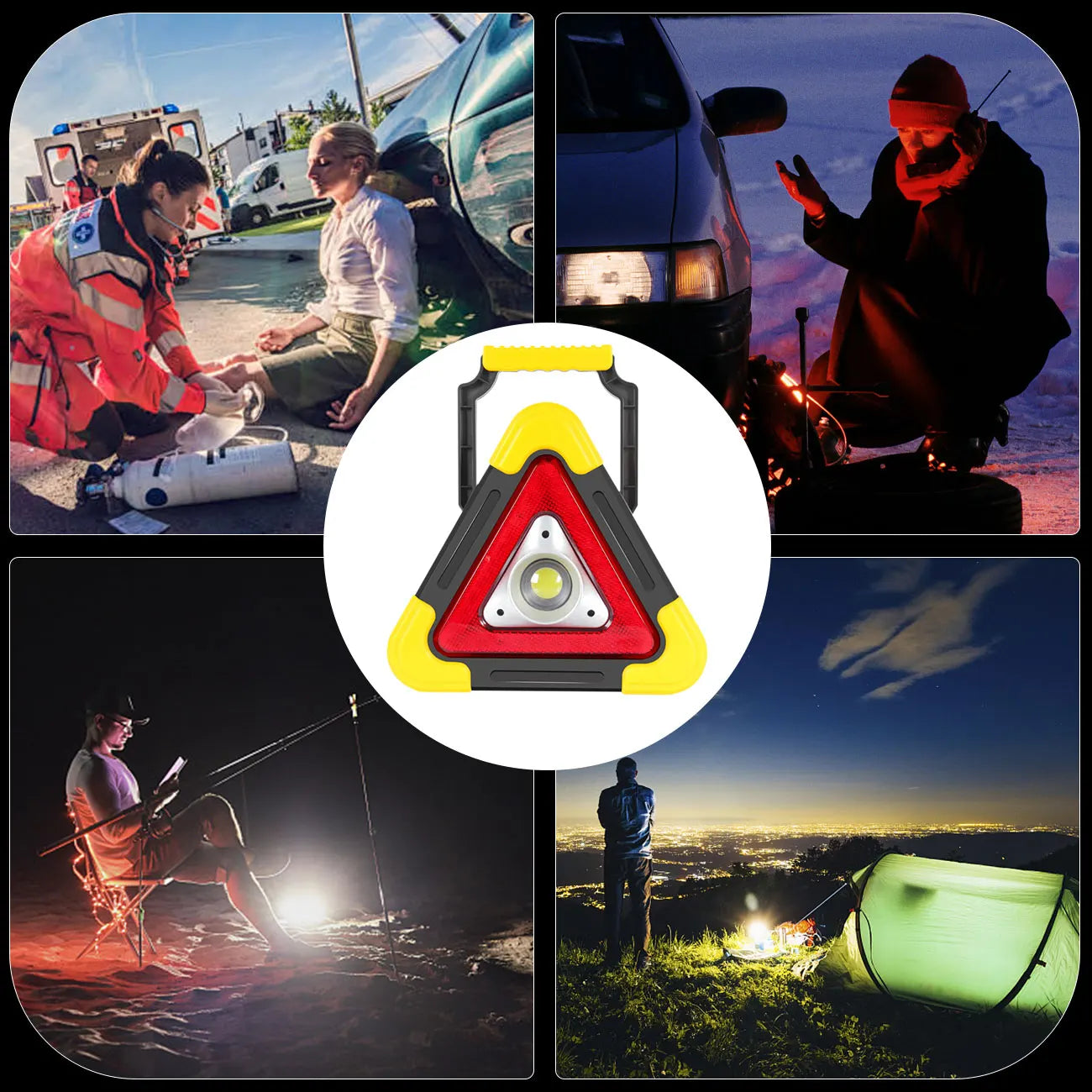 Rechargeable Bright LED Triangular Warning Lamp 4 Modes