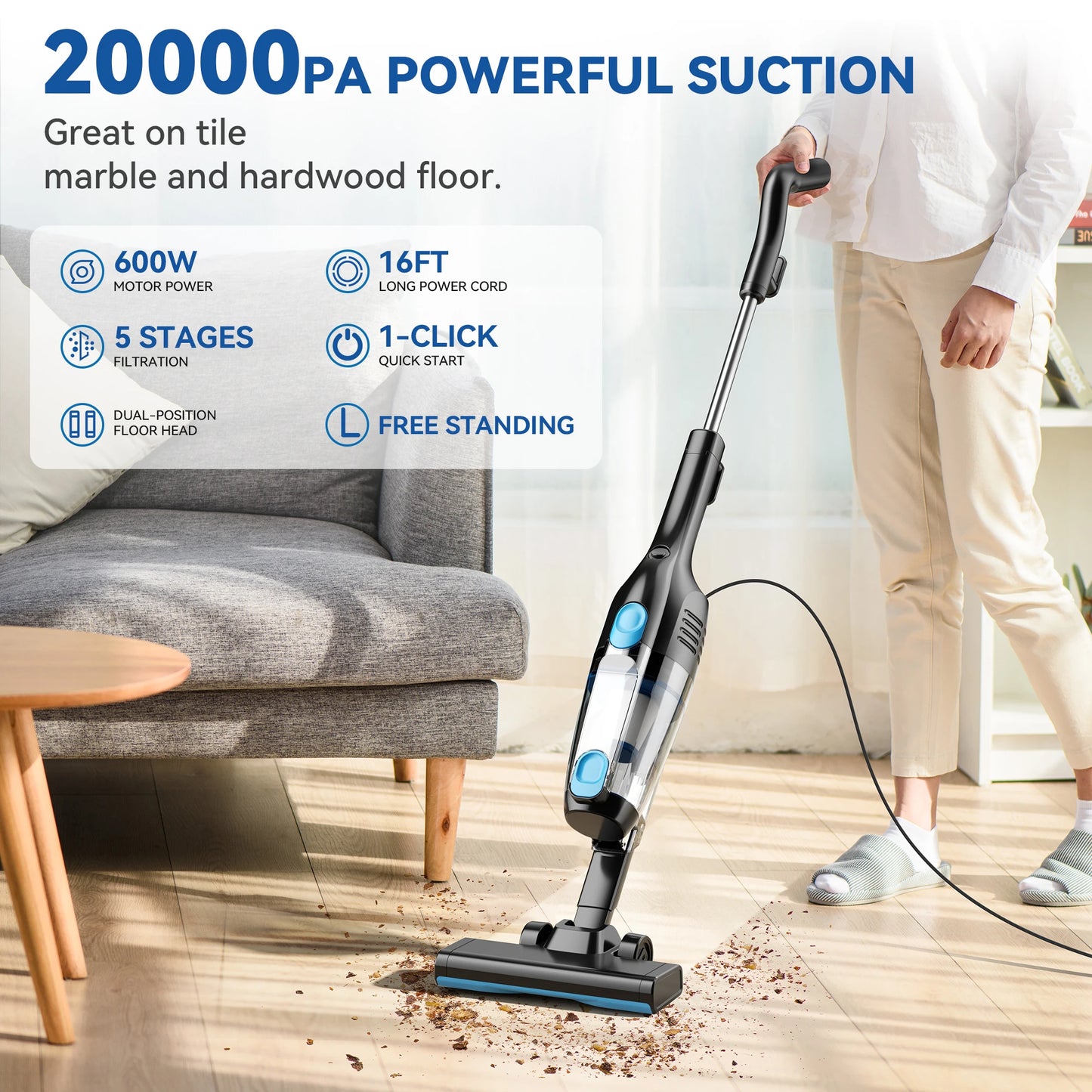 INSE R3S Corded Vacuum Cleaner 16Kpa Handheld Car Pro