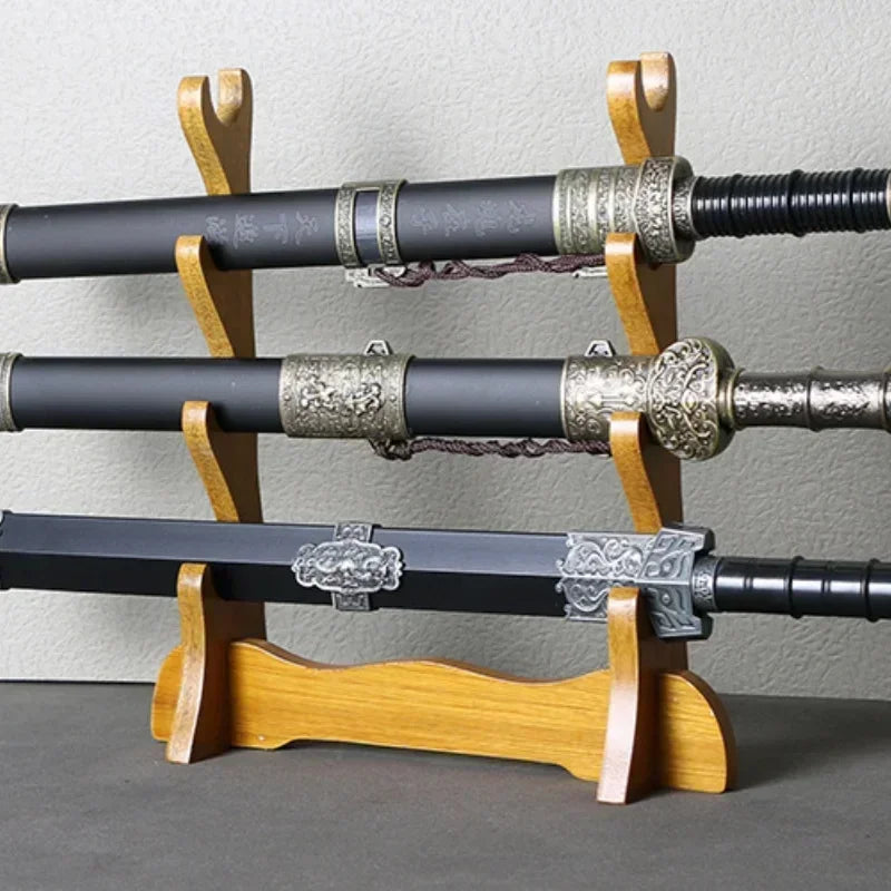 3-Layers Stand Katana Support Holder Storage Shelf Wooden Sword Rack Display Real Japanese Katana Samurai Sabre House Decoration