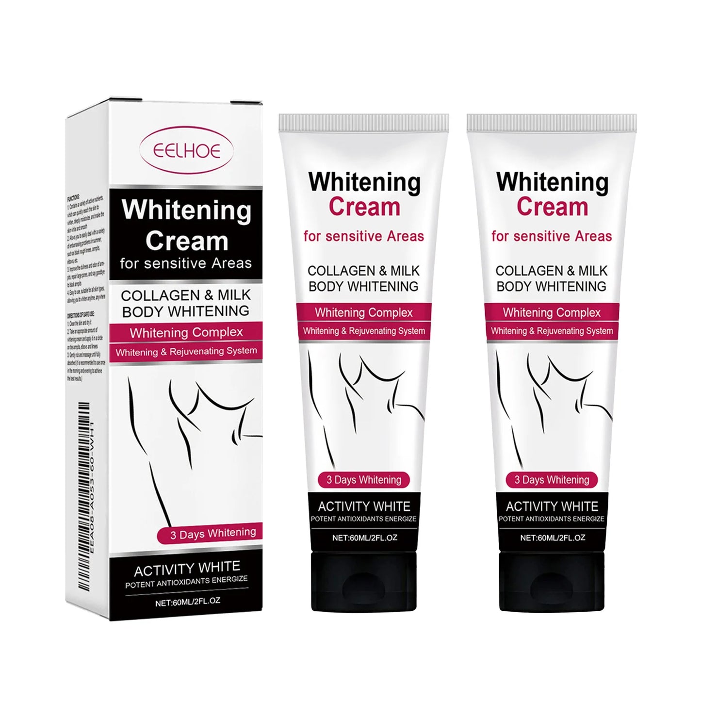 EELHOE 60ml Underarm Whitening Cream Dark Skin Improve Melanin Pigmentation Bleaching Brighten For Underarms Knees Elbows Care