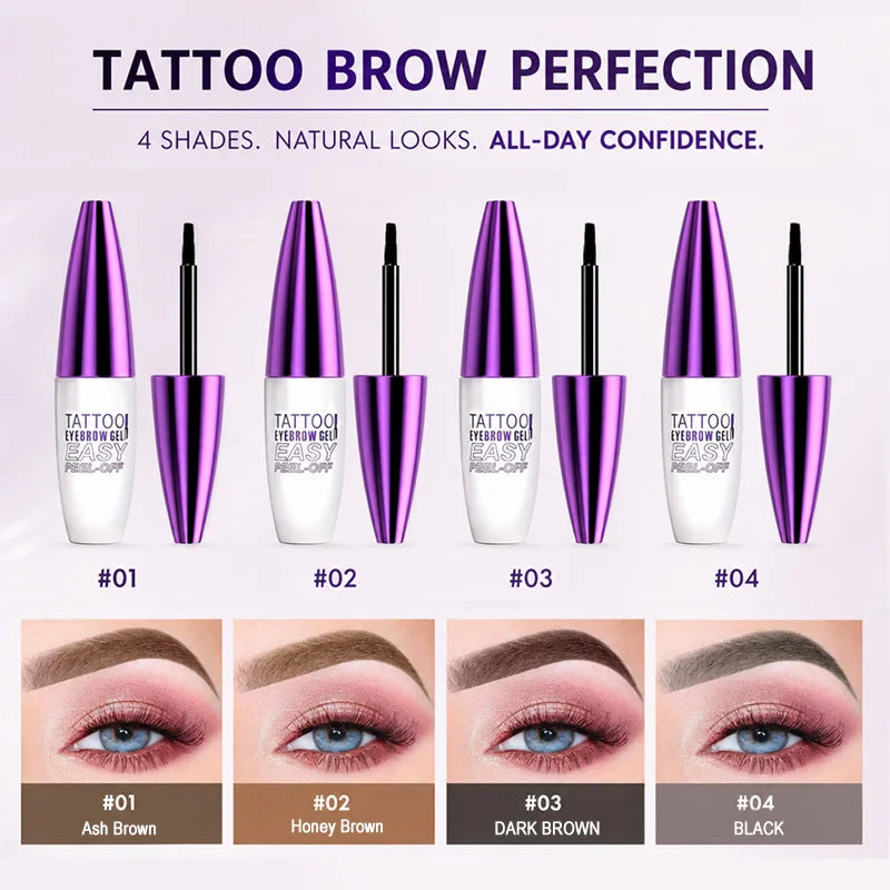 Waterproof Peel Off Eyebrow Tint Gel 10g Long Lasting Brow Makeup Natural Look Smudge Proof Easy Peel Brow Gel 4 Colors for Daily Party Festival Gift