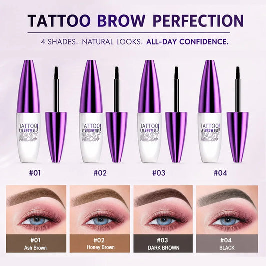 Waterproof Peel Off Eyebrow Tint Gel 10g Long Lasting Brow Makeup Natural Look Smudge Proof Easy Peel Brow Gel 4 Colors for Daily Party Festival Gift