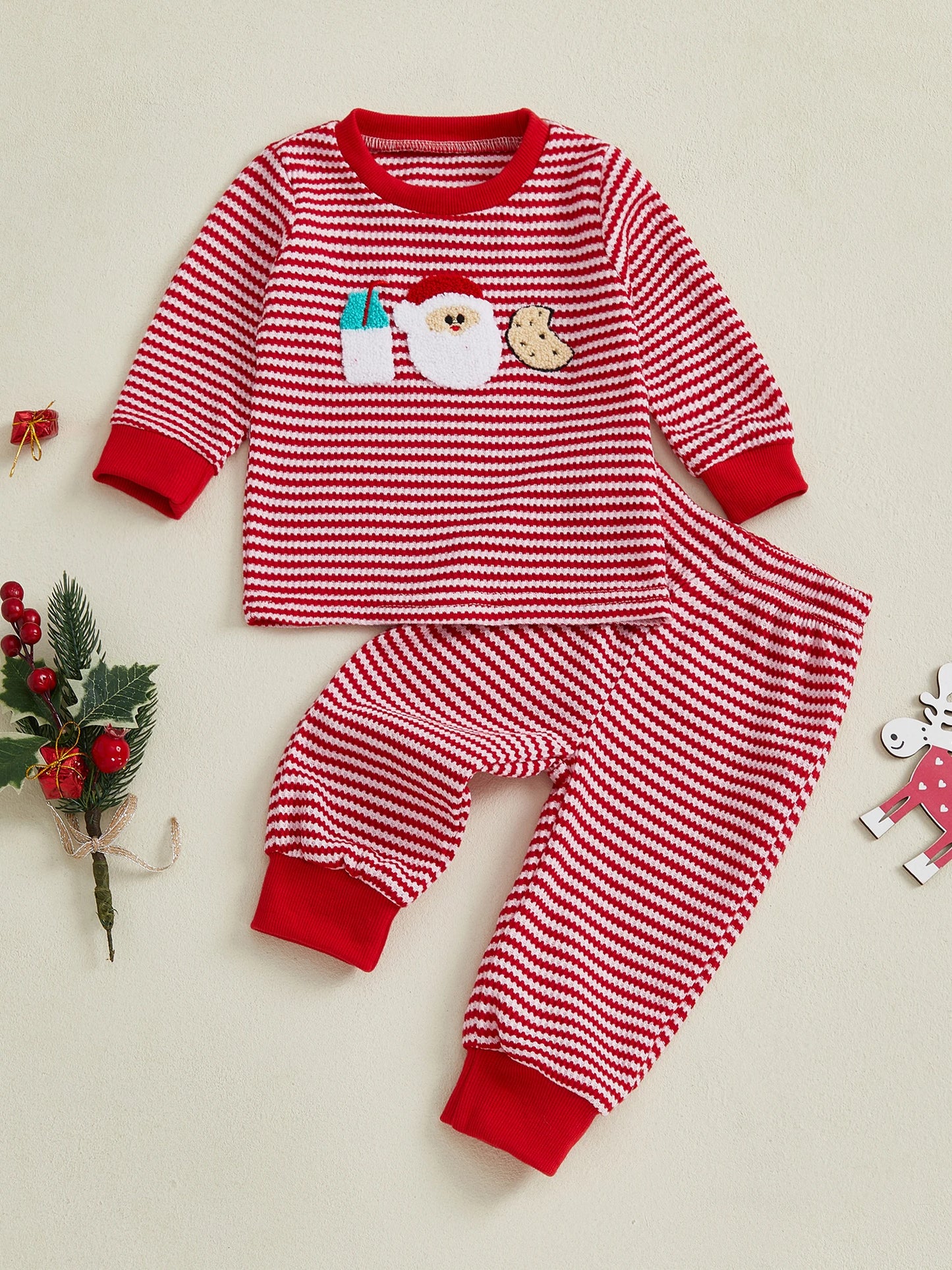 Toddler Christmas Santa Costume 2 Piece Sweater Pants Set