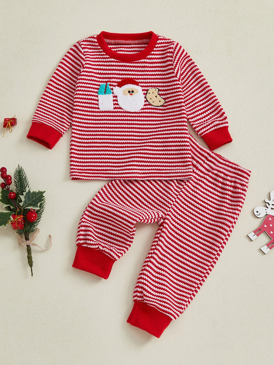 Toddler Christmas Santa Costume 2 Piece Sweater Pants Set