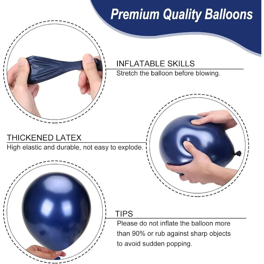 135Pcs Navy Blue Balloons Set for Garland Arch Decorations at Graduation and Birthday Parties 18 12 10 and 5 Inches