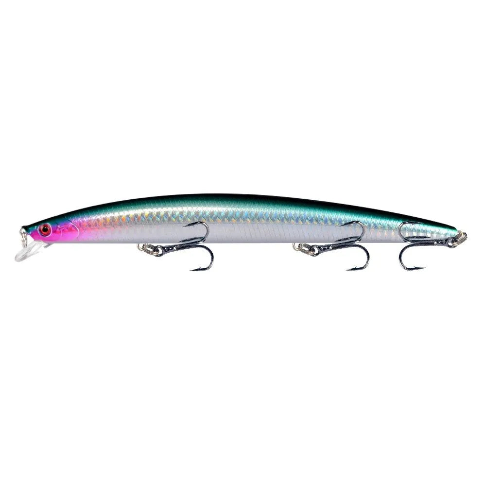 10pcs Long Minnow Fishing Lures Hard Bait Plastic Artificial Bait 18cm/7.9in/24g