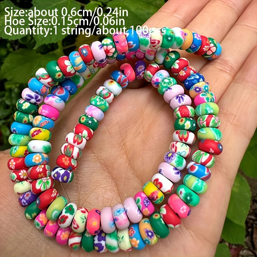 About 100pcs Colored Polymer Clay Beads, Ideal Accessories for Necklace Bracelet Keychain Jewelry Making