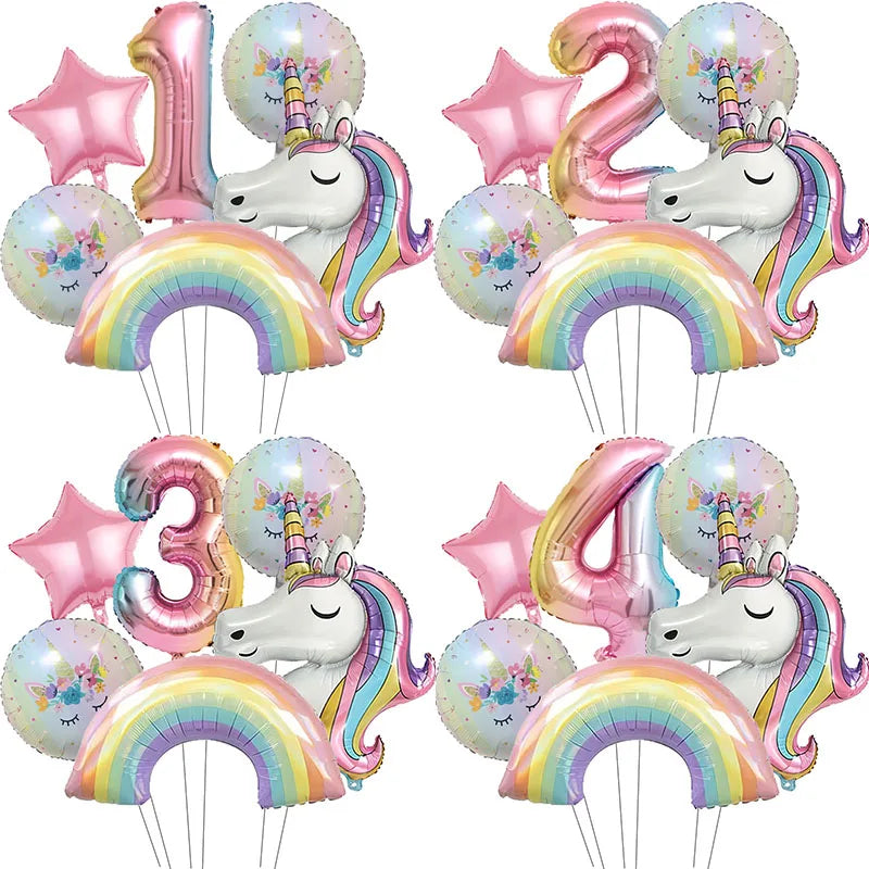 Unicorn Foil Number Balloon Birthday Party Decoration