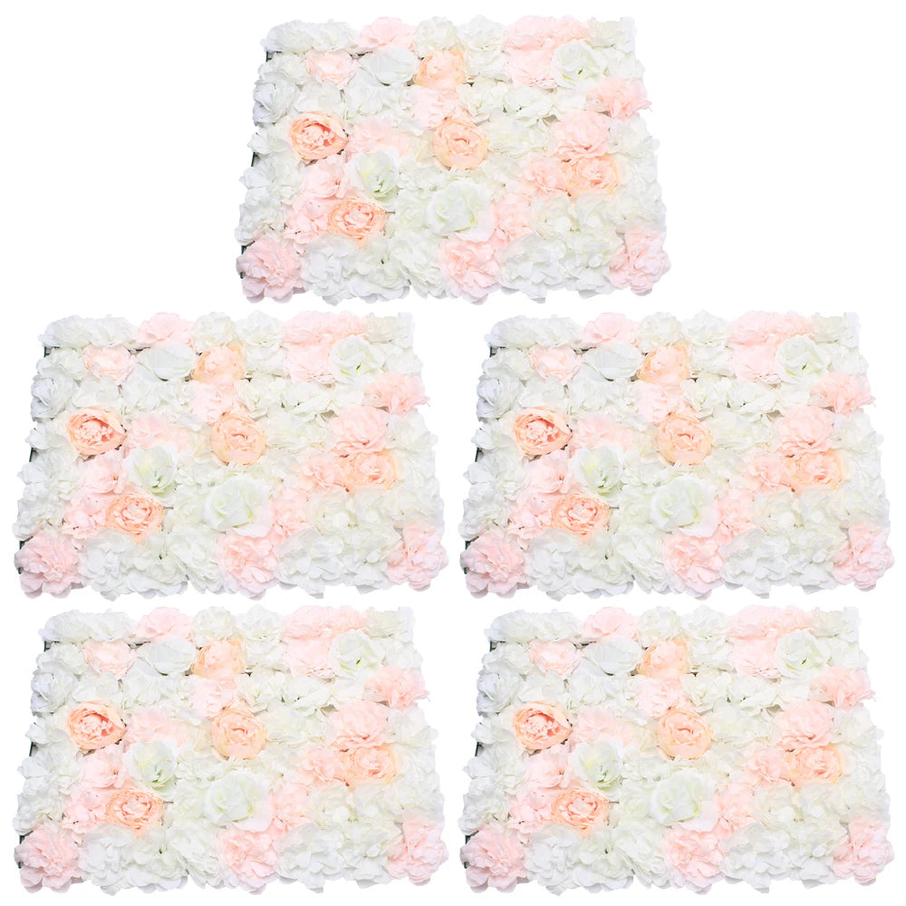 Artificial Silk Rose Flower Wall Backdrop Panel For Wedding