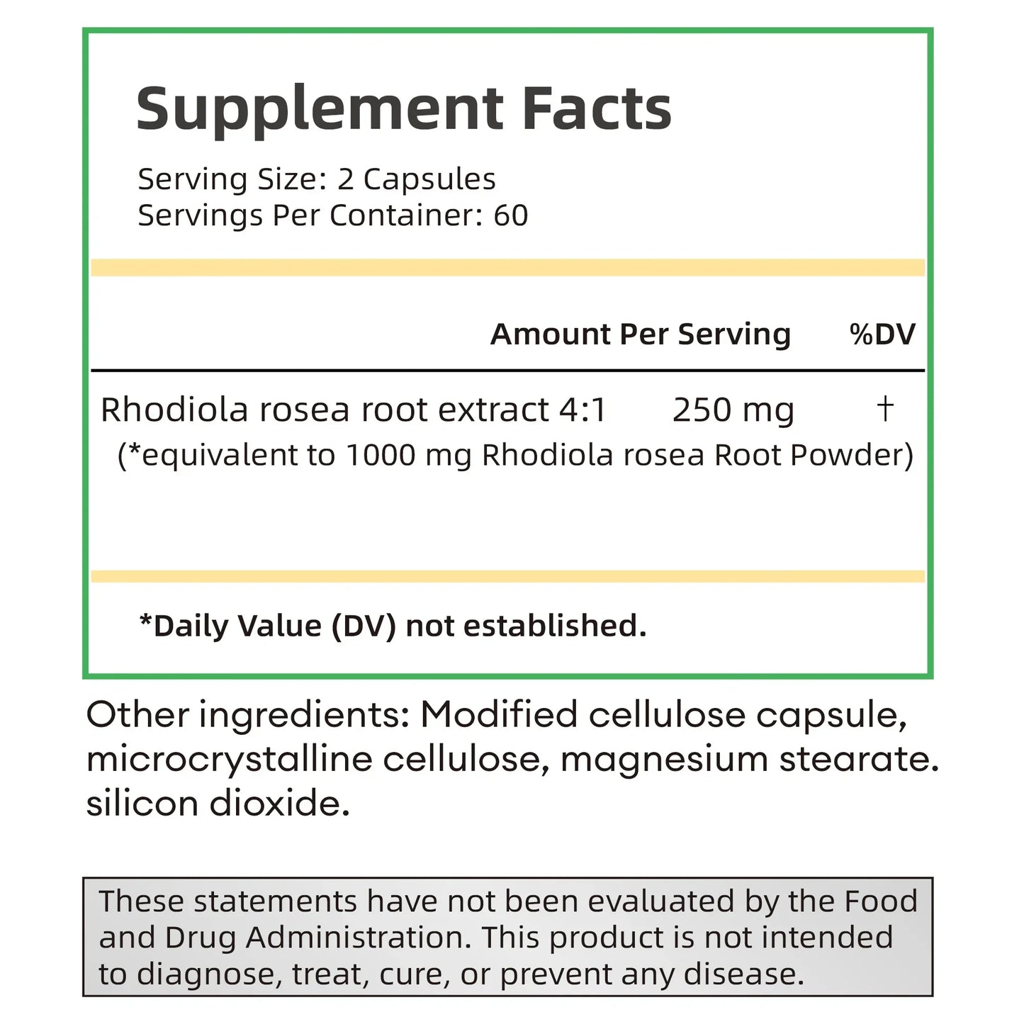 Rhodiola Rosea - Relieve Stress, Replenish Energy, Improve Endurance, and Improve Negative Mood - 120 Capsules