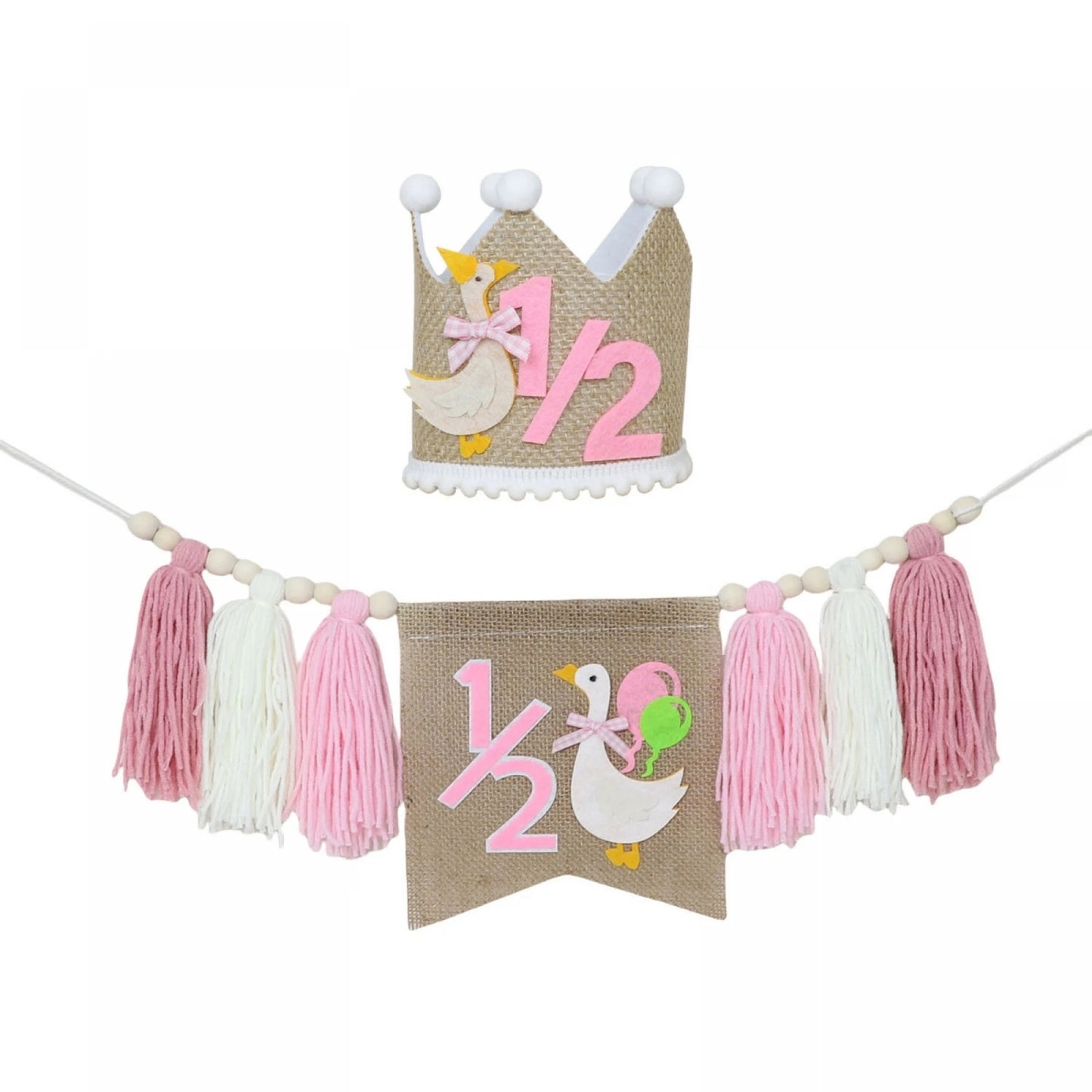 Birthday-Highchair-Banner With Garland Hat For Party Fireplace Mantle Decor 1 2 Birthday For Wooden 1 2 Birthday