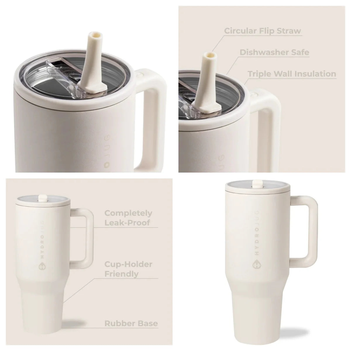 Insulated Stainless Steel Travel Water Bottle With Flip Straw And Handle