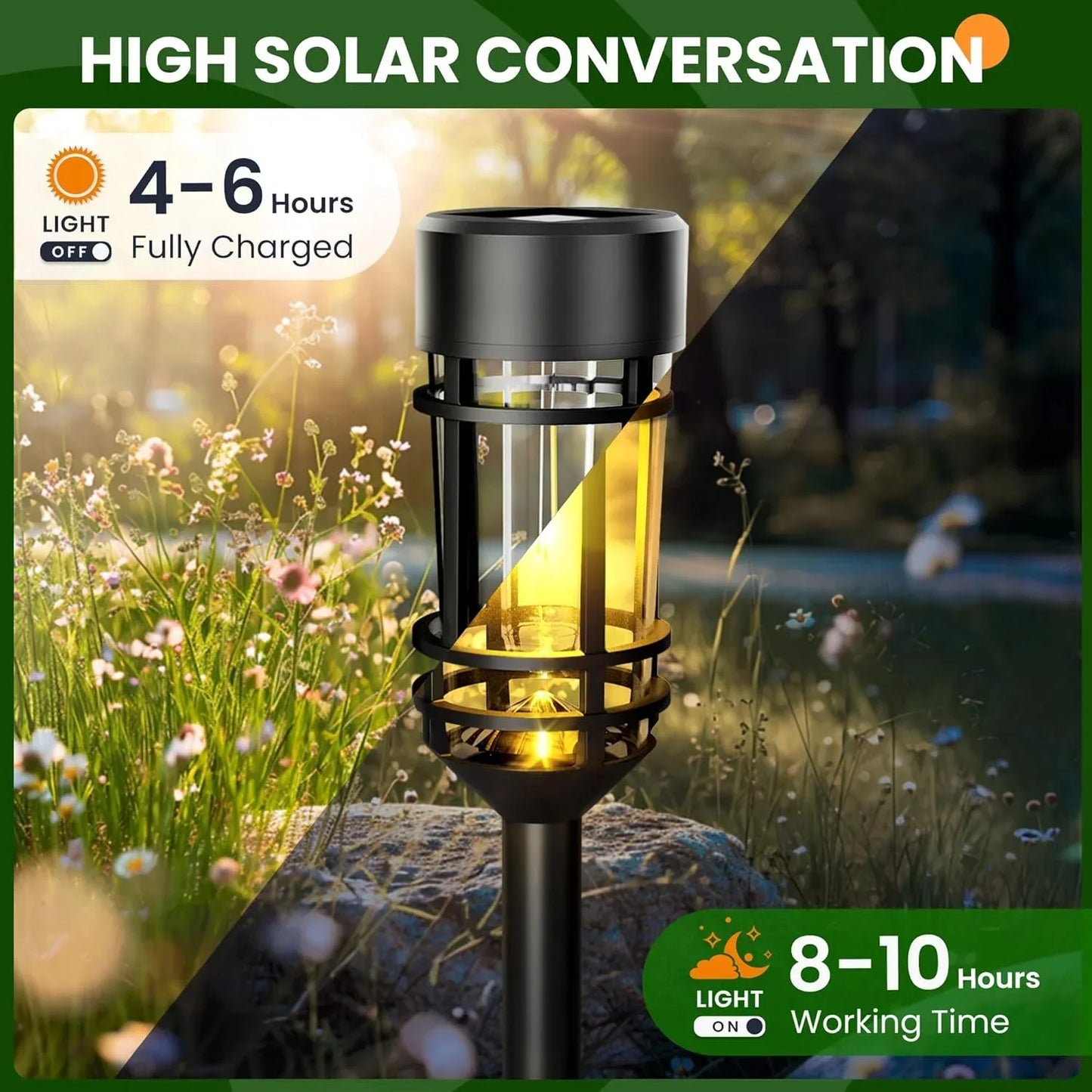 4 Sets Outdoor Solar Street Lights Waterproof Landscape Path Yard Sidewalk Warm White LED Bulbs Included