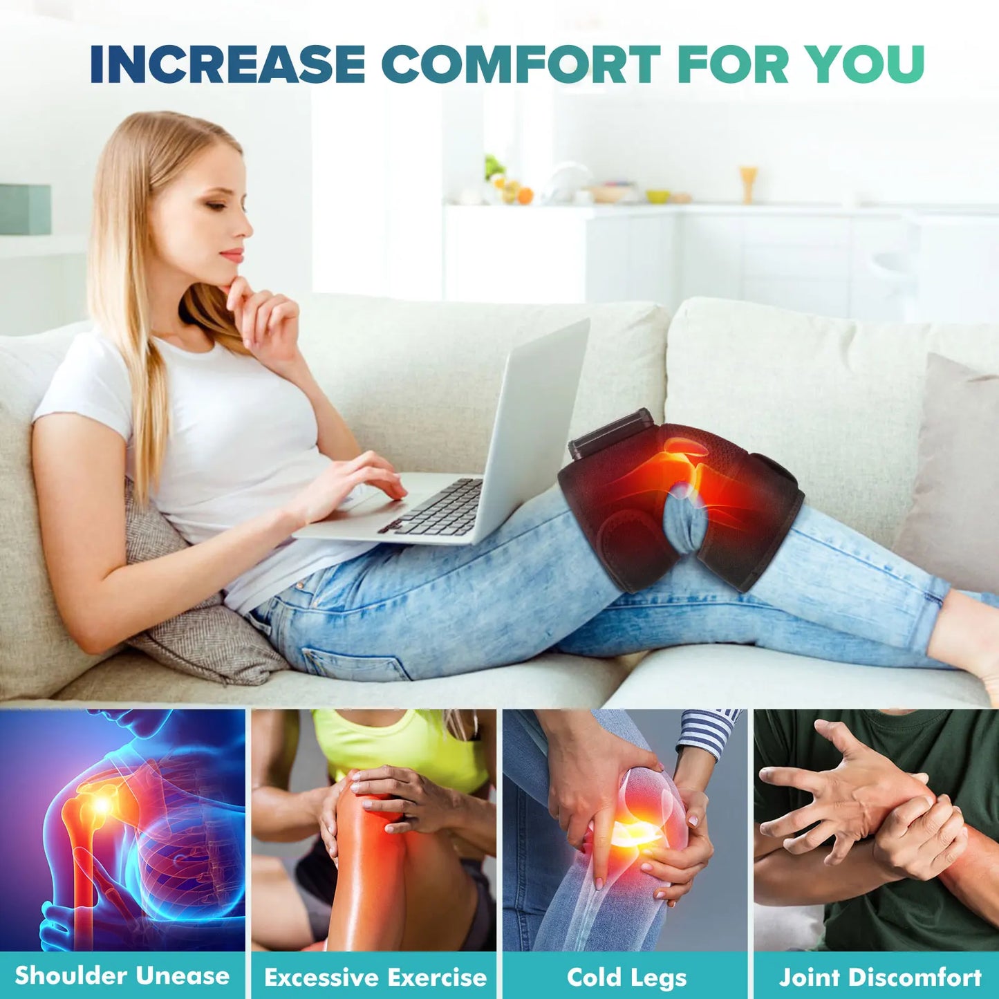 LeG Knee Heating Massager Joint Therapy Hot Compress With Vibration