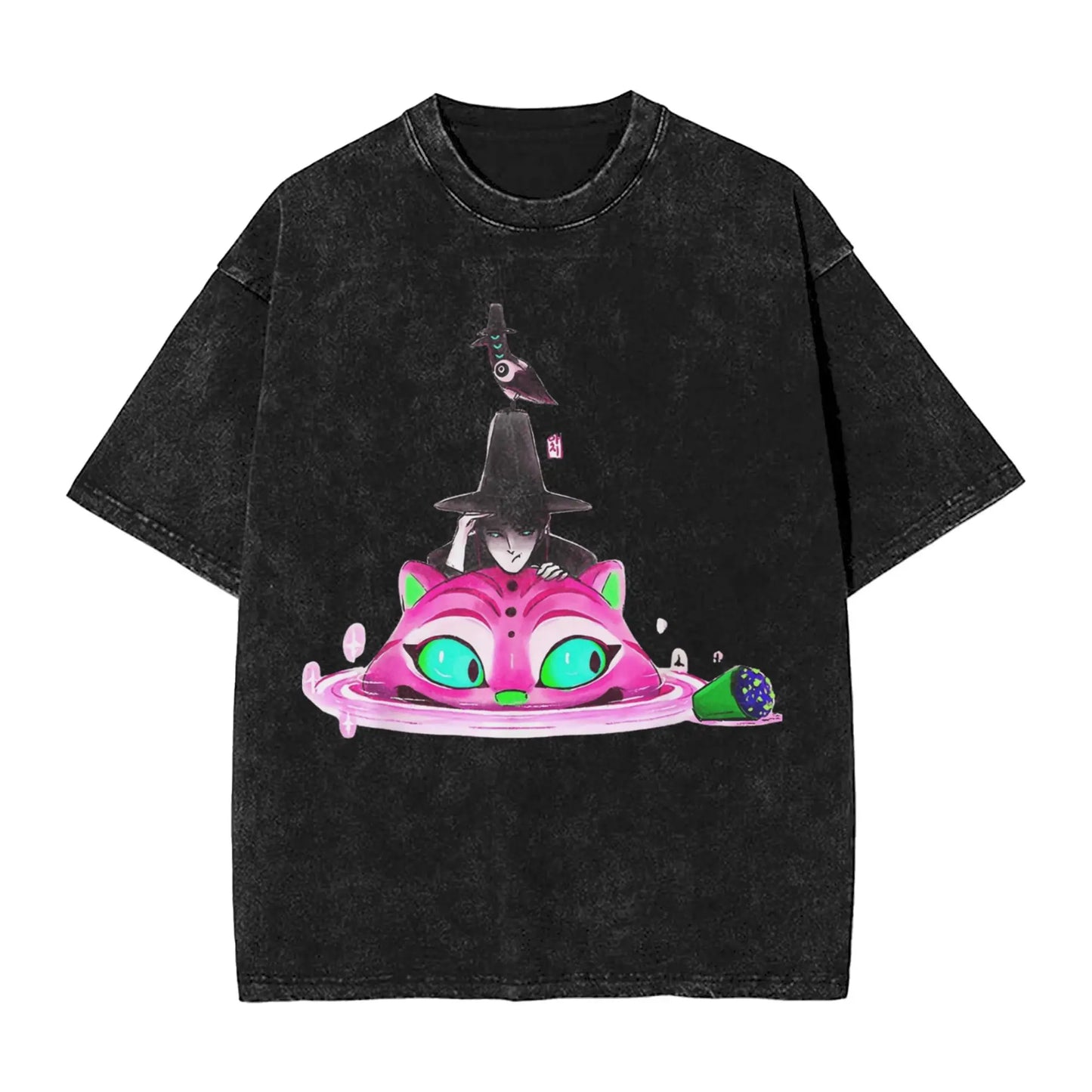 Huntrix Demon Hunter Washed Cotton T Shirt Men Summer