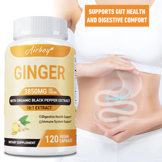 Ginger 3850MG - Supports The Immune System, Improves Digestion and Absorption, and Enhances Athletic Performance - 120 Capsules