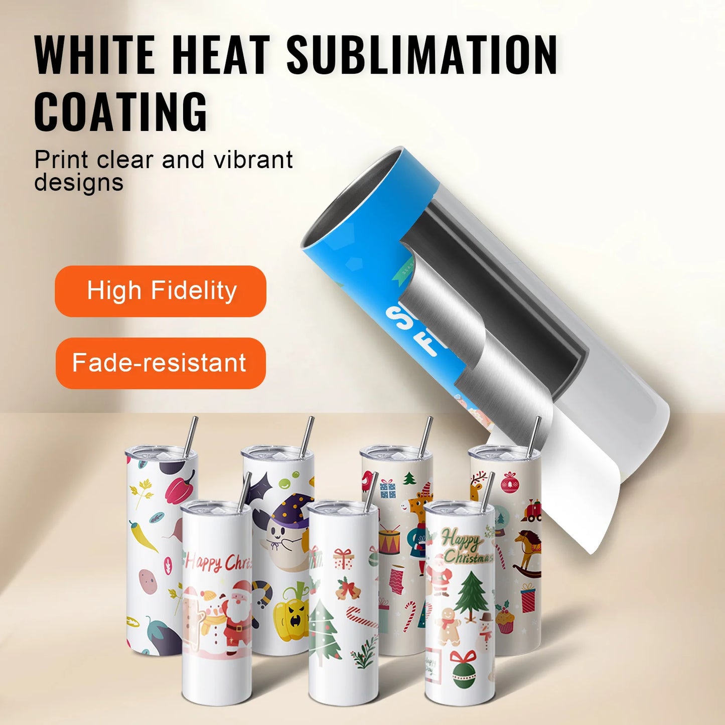 SucceBuy Double Wall Stainless Steel Sublimation Tumblers Heat Transfer Blank