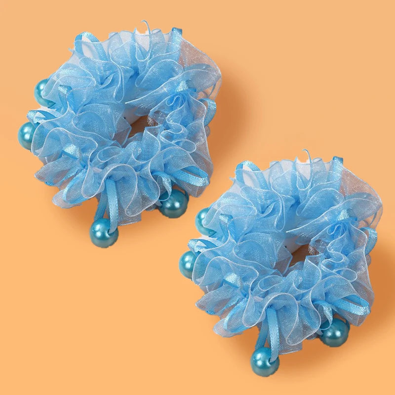 Fluffy Flower Hair Rings For Kids Elastic Hair Bands Gift