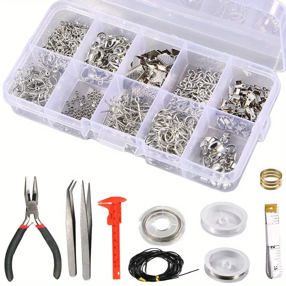 Jewelry Making Kit: Beading Tools, Craft Supplies for Silver Bead DIY