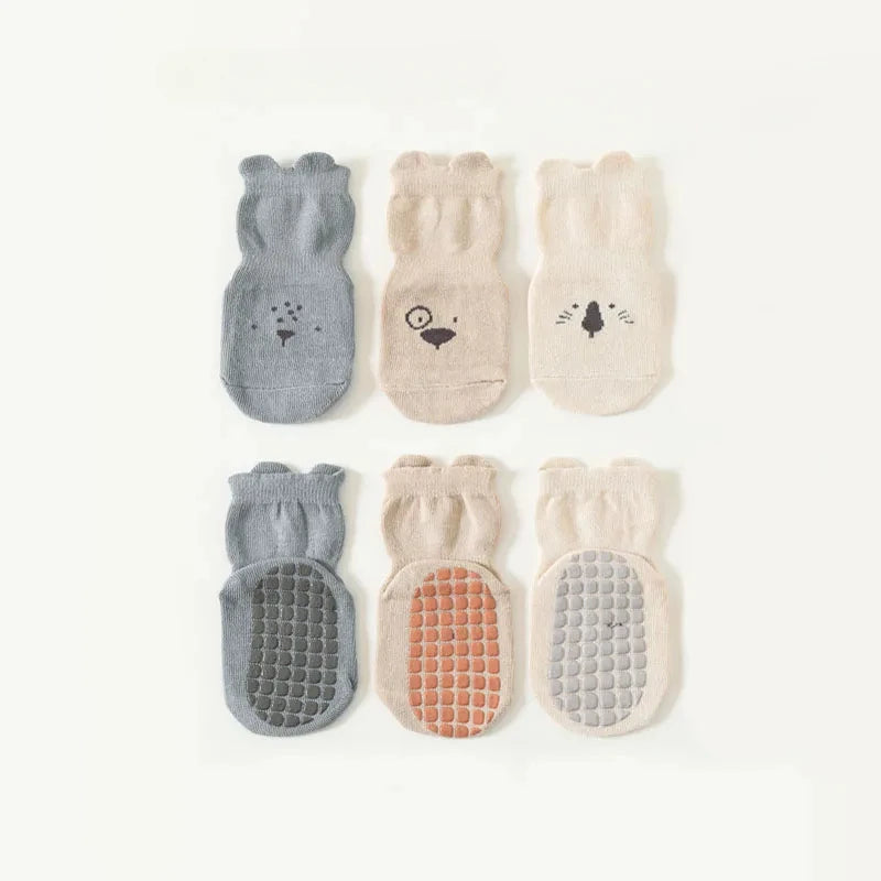 3/5/1Pairs/Lot Baby Socks Infant Newborn Anti-Slip Cotton Floor Socks for Girls Boys Cute Unisex Rubber Grips Toddler Socken
