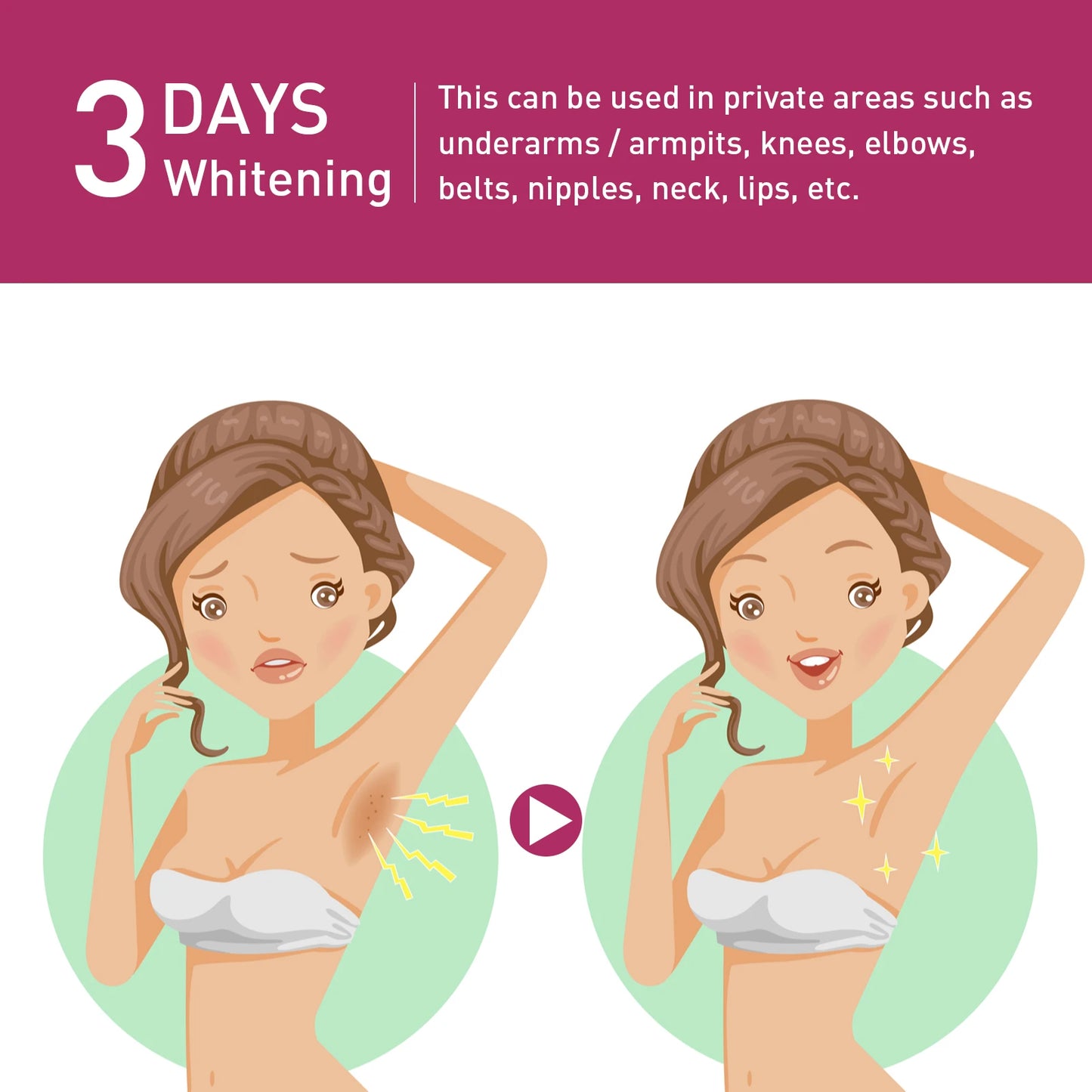 EELHOE 60ml Underarm Whitening Cream Dark Skin Improve Melanin Pigmentation Bleaching Brighten For Underarms Knees Elbows Care