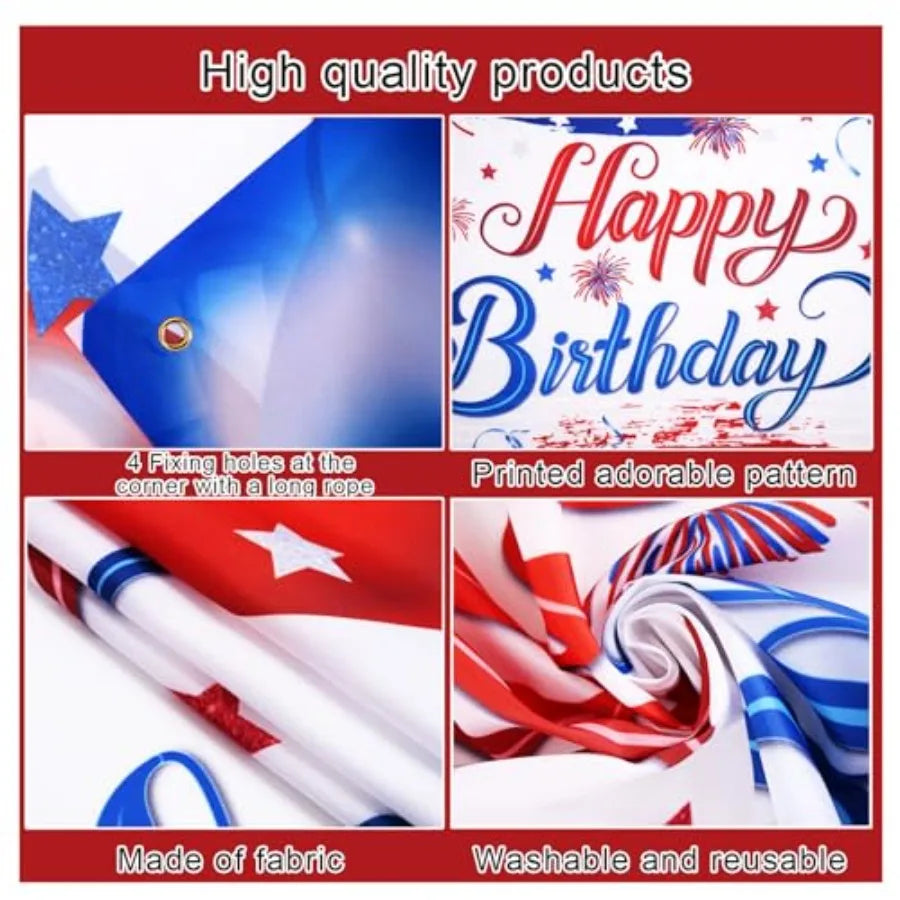Independence Day Birthday Banner Party Celebration Supplies