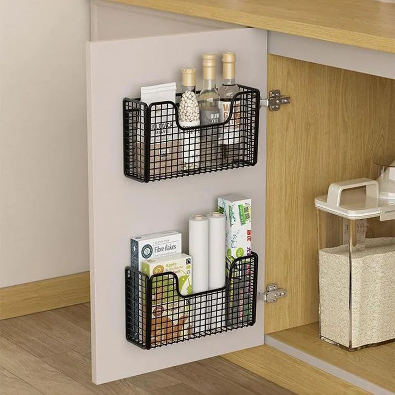 Punch Free Kitchen Cabinet Door Storage Rack Wall Mount