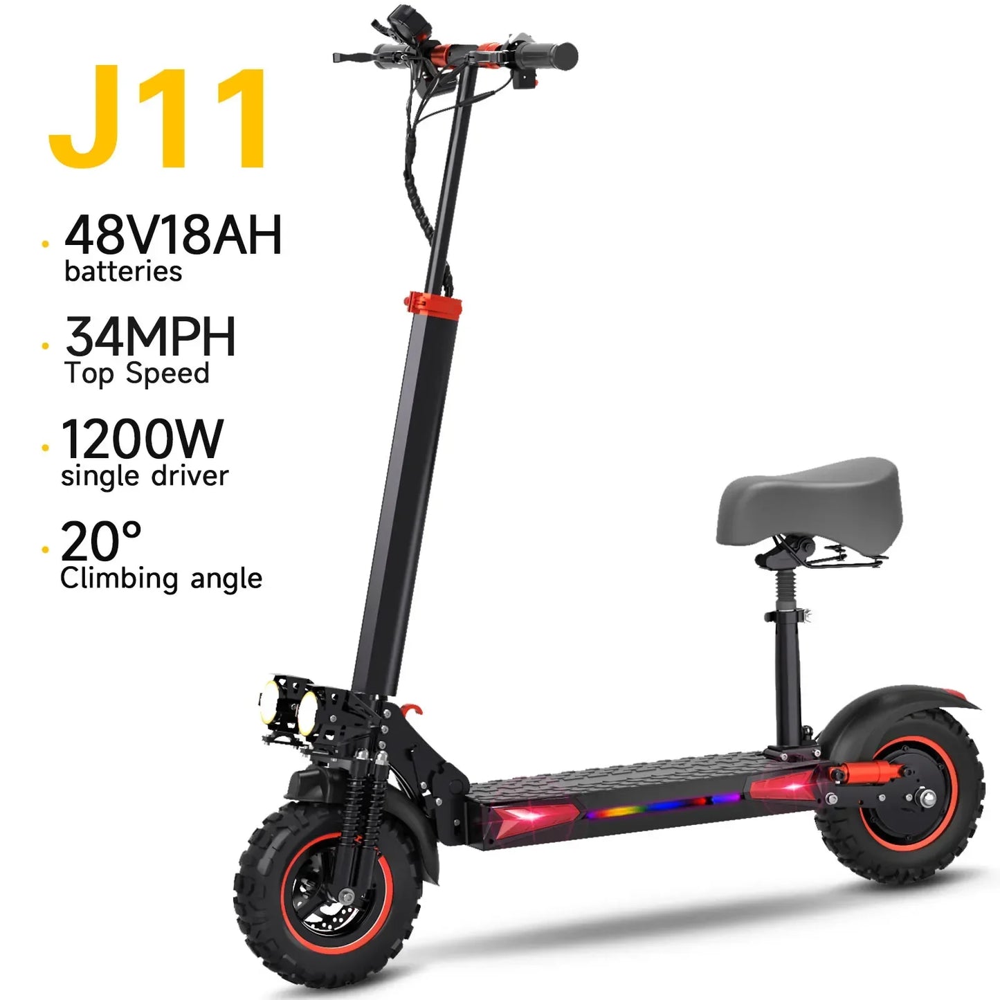 FREEBOY J11 MAX Adult Electric Scooter 1200W Motor 48V 15.6Ah Battery Folding E-Scooter 11-inch vacuum tire E-Mountain Scooter