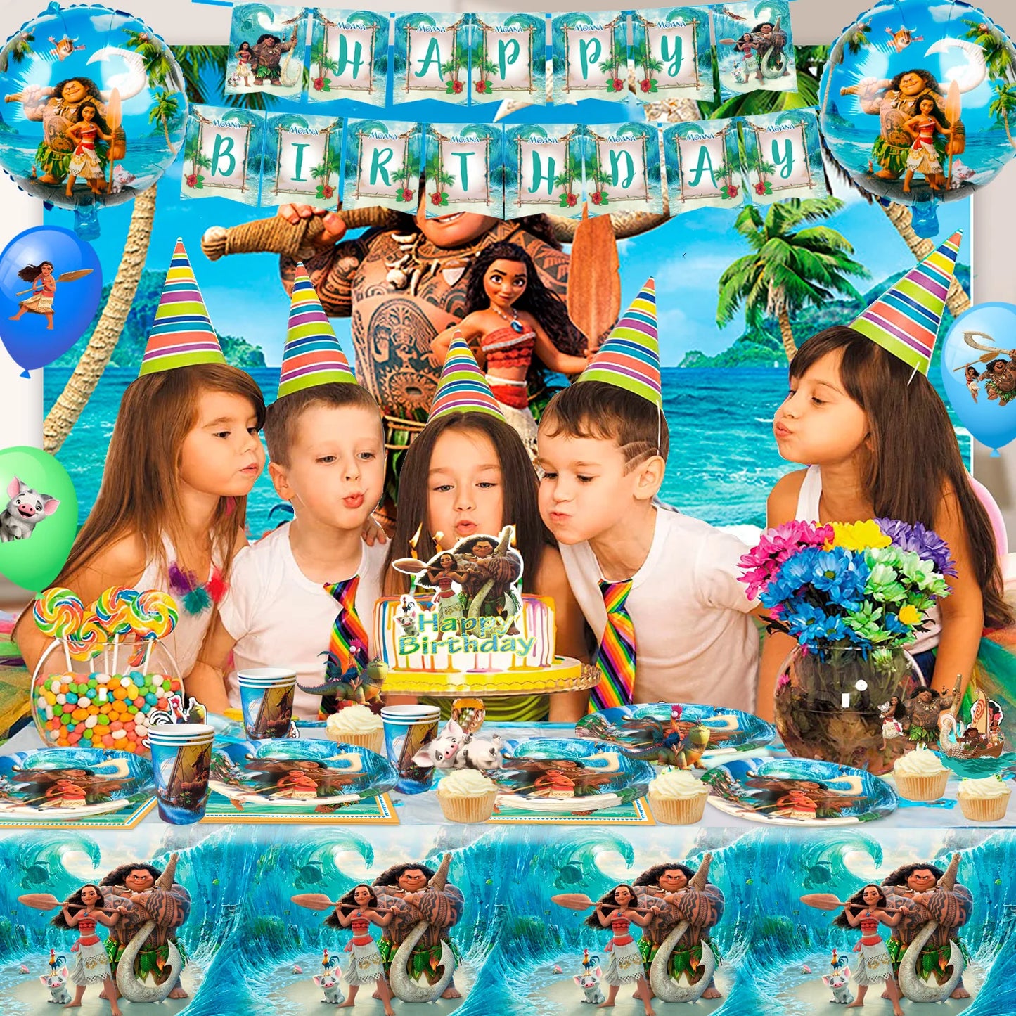 Fruitful Party Moana Birthday Party Supplies Set 85pcs