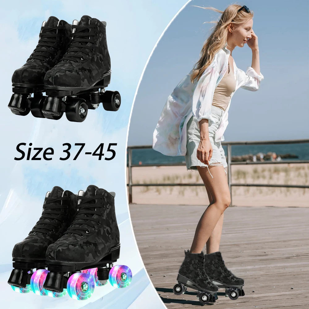 YYW Outdoor Roller Skates Quad Wheels Lighted for Adults